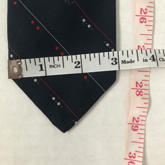 Tie Navy Red White Polyester 3” Wide Vintage - Picture 4 of 9